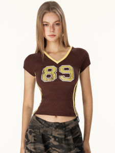 Offsoul Retro American Style printedShort Sleeve T-shirt Womens Trendy Cotton vapor-wickingCool Wind Slim fittingSummer Wear