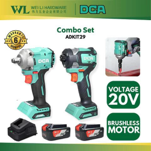 DCA Combo Set ADKIT29 20V/Impact Drill/Impact Wrench/Cordless Drill/Brushless Motor/Mesin Drill
