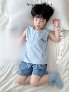 MiiOW | Bộ đồ ngủ cotton mùa hè không tay quần short cho bé trai MiiOW Cat Man Lenzing Cotton Home Clothes mặc ngoài trời