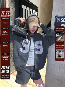 Ranwear Du Home Long Lasting Distressed Print Waffle Zip Hoodie Shorts Set Cotton Spring Fashion Set Womens Premium