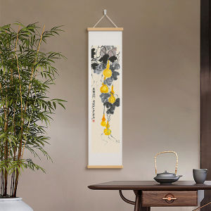 Modern New Chinese Style Decorative Painting Qi Baishi Five Fortunes Welcoming Door Scroll Wall Art for Living Room Office