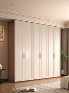 Modern Minimalist Combination Wardrobe Full Height Bedroom Home Use Ancient Style Double Color Adult Closet Flat Door Opening