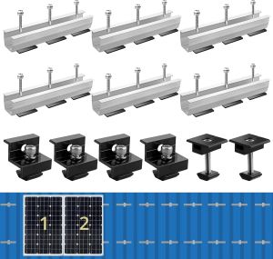 12 Pcs Solar Panel Bracket Kit Aluminium Mounting Rail 30mm/35mm End Clamps Brackets for Flat Roof PV Mounting Rail
