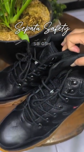 Nukus Sepatu Ujung Besi Safety Shoes Boots Pria Kulit Asli - SB 03H