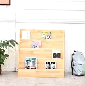 ชั้นไม้วางหนังสือ Rubber Wood ชั้นวางหนังสือแบบโชว์ปก ผลิตจากไม้ยางพารา100% แข็งแรง ทนน้ำ ทนแดด กันเชื้อรา/ปลวก