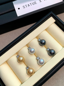 Pure Silver Earrings Womens Aurora Australian White Pearl High-End Zirconia Stones Real Multi-Maui Bora Bora Earrings Jewelry