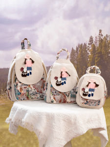 Large Size Handmade Ethnic Style Backpack Super Lightweight High Capacity Simple Versatile  Artistic Double Shoulder Bag