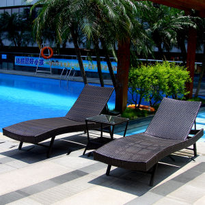 Outdoor Folding Wicker Bed Villa Courtyard Swimming Pool Beach Chair Thermal Spa Club Modern Simple Style Lightweight Bed