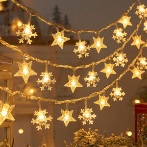 1.5/3M Star Snowflake LED String Light Christmas Fairy Light garland Navidad Cristmas Tree Decor Ornament Xmas Gifts New Year
