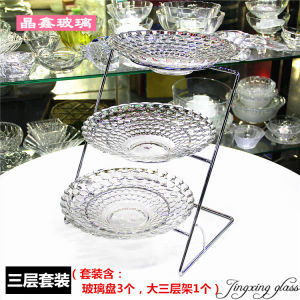 Hotel Breakfast Display Stand Cold Dish Showpiece Glass Fruit Tray Salad Glassware European Style Pure Color Buffet Fruit Plate