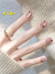 Love Cat Eye Wearable Nails Short New 2025 Elegant High-End False Nails White Enhancing Nail Patches Finished Product