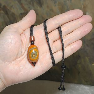 27.5mm Tibetan Sardonyx Natural Eyes 3 Eyes Dzi pendant [Natural Crystal] 西藏天然缠丝玛瑙天眼三眼达洛天珠 #3