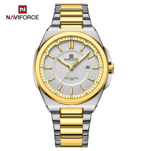 NAVIFORCE Watch for Men Waterproof 2023 Fashion Casual Steel Strap Watches Gold with Calendar Luminous hands Display Quzrtz Wristwatch NF9212