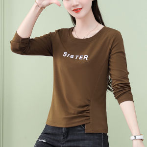 Spring Autumn Long Sleeve Womens T-shirt Design Sensation Niche Base Shirt Shoulder Appropriate Trendy Inner Wear Outer Wear