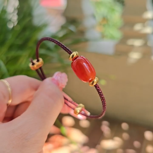 Q1610 Vòng lu thống Ngọc Agate Đỏ bền đẹp chuẩn đá thiên nhiên dây cáp - Phong Thuỷ TUDO P