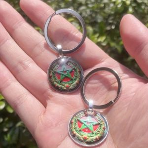 Moroccan Football LoverS 2D Flat Pattern Keychain Star & Crown Design Football Accessories Elegant Keychain Soccer Gifts