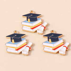 10pcs Enamel Graduation Ceremony Professor Students Mortarboard Charms for Necklaces Earrings DIY Jewelry Making Accessories