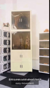 Cubbie Lemari Plastik Pakaian Dapat Dilipat 2/3 Tingkat Laci Susun Storage Cabinet Plastik Rak Susun Penyimpanan Lemari Baju Dengan Roda Lemari Baju Bayi Anak Plastik Lemari Pakaian Estetik Minimalis