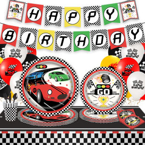 Racing Theme Disposable Tableware Paper Pallet Paper Cup Boy Birthday Party Decoration Layout Supplies Car Dish Dinner Plate