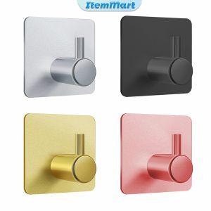 ItemMart Stainless Steel Towel Hooks Wall Door Clothes Kitchen Bathroom Rustproof Self Adhesive Towel Holder 3M Hooks