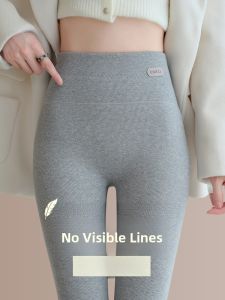 Miiow | Womens Fleece Lined Thickened Tight Leggings Autumn Winter Outerwear No Thread Embarrassment Cotton Pants Grey Velvet Trousers