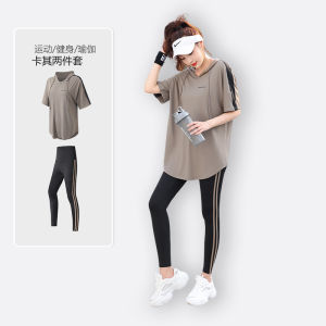 Loose Womens Fitness Clothing Short Sleeve Summer Thin Yoga Suit Morning Run Jogging Sportswear plus Size Quick Dry Yoga Set