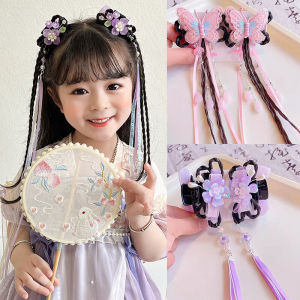 Traditional Chinese Hanfu Hair Accessories Girls Pearl Flower Tassel Hair Clips Little Girls Pearl Grab Clips Trendy Hairpins
