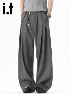 FINGERCROXX | American Style Wrinkled Summer Light Thin Sensory Loose Straight Trousers
