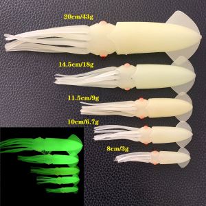 Luminous Soft Body Squid Fishing Lure Night Glow Fake Bait water Lure Fishing Gear Camping Travel Supplies Outdoor Activities