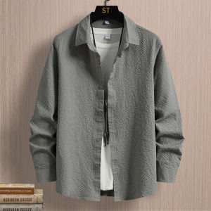 Long Sleeve Casual Shirt Mens Spring Autumn Summer Thin Loose Collar Leisure Outerwear Cool Feeling Polyester Fiber Shirt