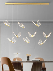 โมเดิร์น Minimalist ร้านอาหารบาร์โคมไฟโต๊ะรับประทานอาหาร Creative Butterfly Home ใช้ตารางโคมไฟแผนกต้อนรับ Long Leaf โคมไฟจี้