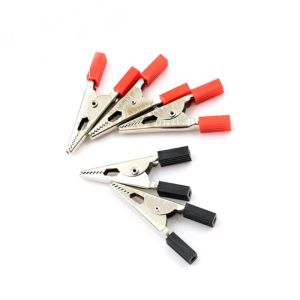 Gói 5 Kẹp Điện Mỏ Cá Sấu Đuôi Vuông Chân Bọc Nhựa Màu Đỏ Đen Kích Thước 48x23x3.6mm