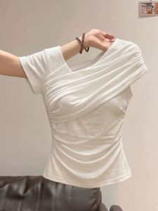 Loowmane | Sloping Shoulder Mesh Panel Short Sleeve Slimming T-Shirt