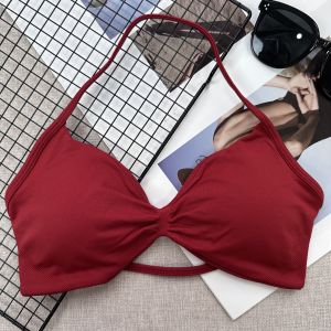 เสื้อชั้นในกีฬาแบบไร้ตะเข็บ สายบาง แบบผูกคอ ยกกระชับทรง สำหรับออกกำลังกาย โยคะ