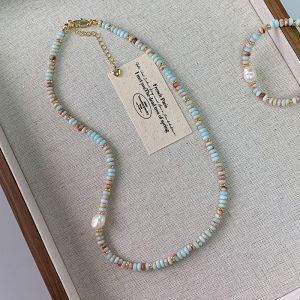 New Chinese Style Baroque Pearl Necklace for Women Luxury Small Audience Shoushan Stone Beaded Clavicle Chain Sweater Chain
