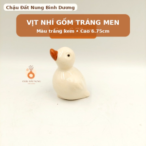 Trang trí sân vườn - Vịt nhí trắng đang ngồi cao 5cm - VITNHITRANGNGOI