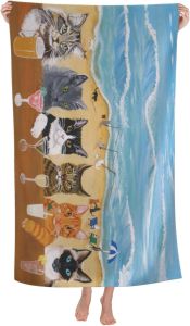1PC Towel Beachland cats and Cats party pattern Perfect gifts Quick-Dry Beach Towel For Yoga Tourism Beach GYM Camping Swimming