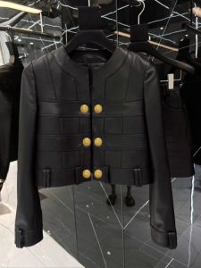 Black Motorcycle Leather Jacket Womens Short Style Sweet Cool Fashion Unique Personality Autumn 2023 Polyester Fiber Coat
