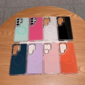Fashion Metal Frame Lens Magnetic Case for Samsung Galaxy S26 S25 Ultra Plus A57 A37 A17 A07 A56 A36 A26 Airbag Shockproof Cover
