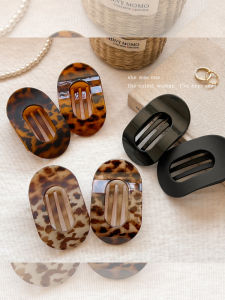 Retro Leopard Print Curly Hair Claw Womens Back of Head Bun Multi-Functional Shark Clamp Daily Hair Clip Fashion Accessory