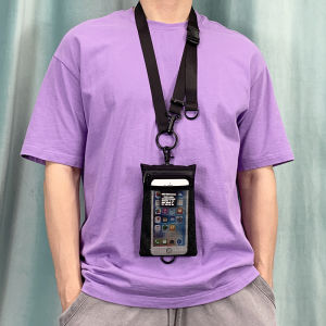 Lightweight Neck Hanging Mobile Phone Bag Nylon Fabric Zipper Passport Small Hanging Bag Black Chest Bag for Men And Women