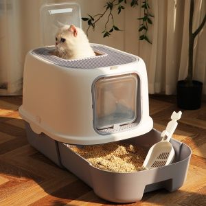 Large Size Top Entry Cat Litter Box Full Enclosed Anti-Splash Cat Toilet for Kittens Cat Sand Box Cat Urinal Supplies