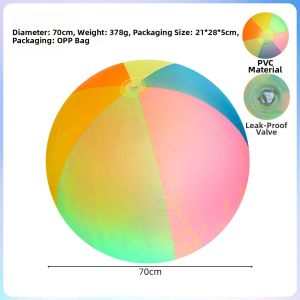 70cm Neon Inflatable Beach Ball Colorful Transparent PVC Summer Pool Party Water Toy for Kids Adults