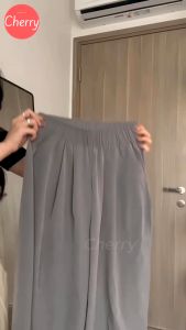 Quần Ống Rộng Cạp Chun Mát Lạnh Mùa Hè CHERRY Chất Gió Giãn Cực Dễ Chịu T125