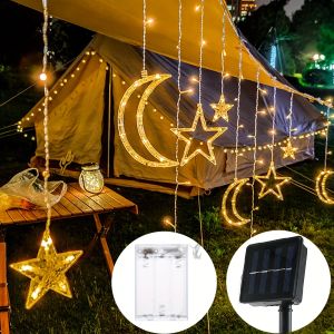 Star Moon String Light Battery Power Christmas Garland Fairy Lamp 3.5m LED Curtain Light for Garden Wedding Party Festival Decor