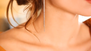 LL S925 Silvery Korean crystal triangle five-pointed star tassel long Earrings ES6019