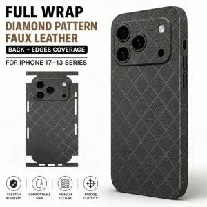 Full Wrap Faux Leather Back Skin for iPhone 17 16 15 14 13 Pro Max Full Coverage Rear Protective Film Anti Scratch Phone Sticker