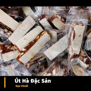 Kẹo Chuối Gừng Đậu Phộng Bánh Tráng - Dạng Thanh Dài Túi Zip 500G - Béo Ngon Ngọt Thơm Hài Hòa - Út Hà Đặc Sản