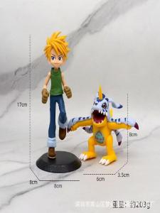 Digital T-Rex Agumon Gabumon Badminton Road Beast Anime Model Car Mounted Cake Ornament Digital Monster Collectible Figure