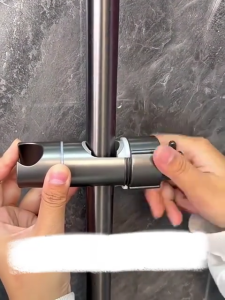 Shower Head Holder Adjustable 360 Rotation ABS for 18-25mm Rail No Drill Bathroom Gray 花洒滑套
